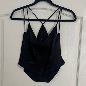 Zara Black Satin Camisole Top